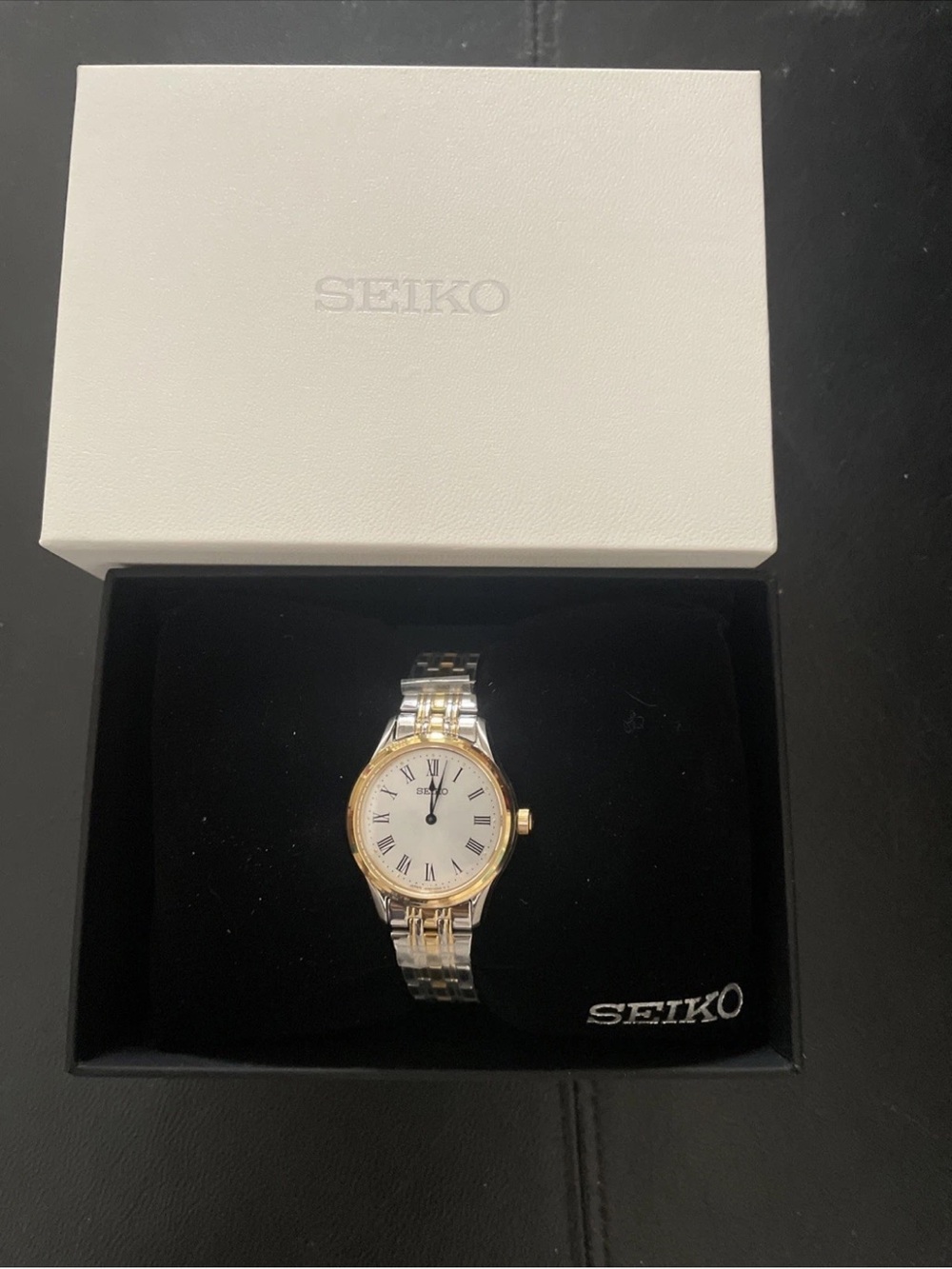 Seiko Two-Tone Gold and Silver Women’s Watch with White Dial